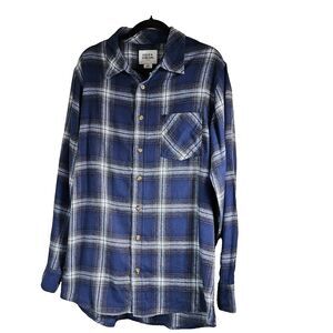 Field & Stream Men's Plaid Flannel Shirt Large Tall Blue Black White Long Sleeve